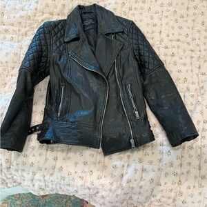 Women's Black Leather Walker Jacket US 2